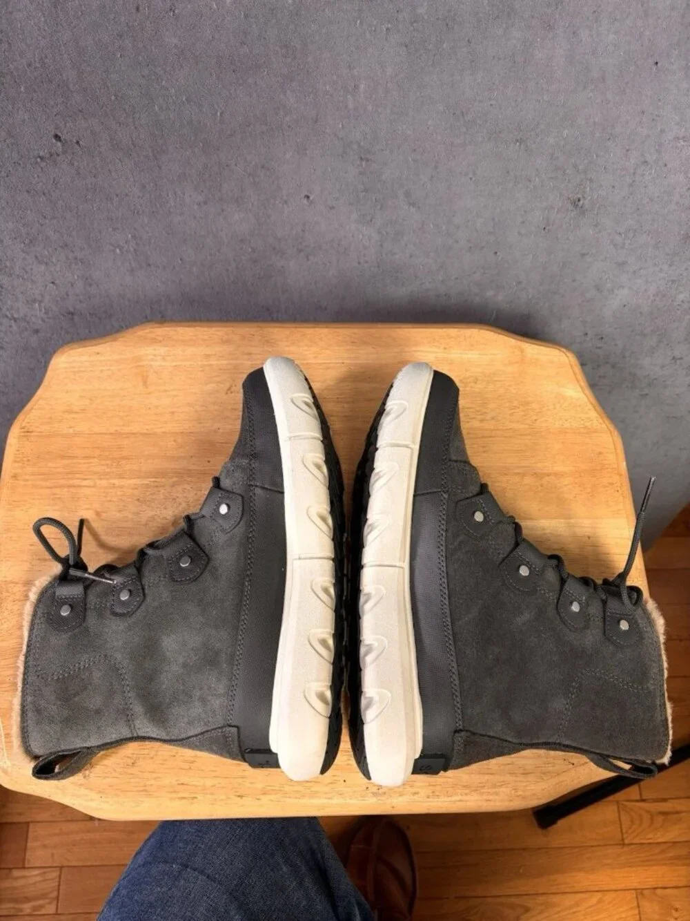 Sorel Womens Explorer Joan Snow Winter Boots Gray Suede Faux Fur NL4462-028 US 7